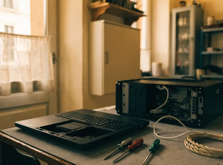Il banco di lavoro: computer, portatili e stampanti. Se ripararlo non conviene, lo diciamo.